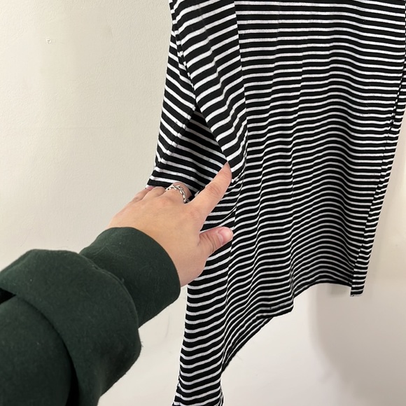 Cotton Emporium Black White Striped Tee Shirt Dress With Pockets S - Picture 4 of 6